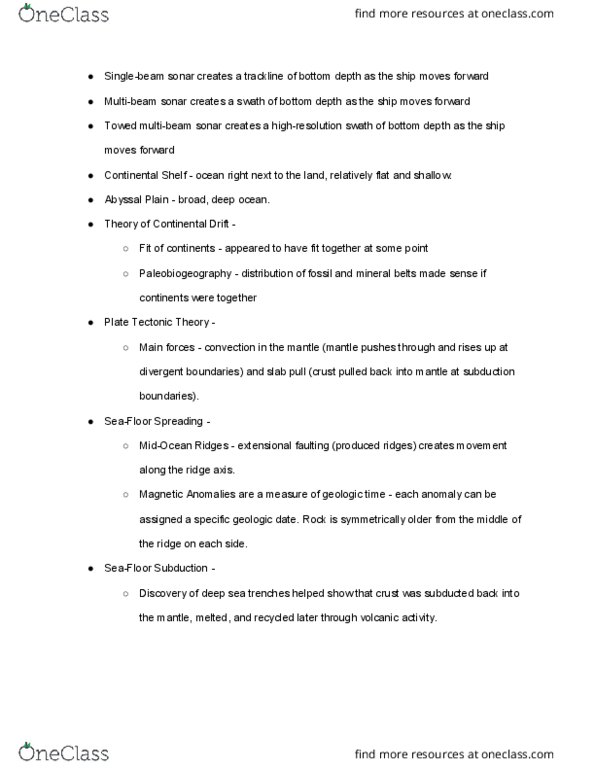 EAS 1540 Lecture Notes - Lecture 1: Subduction, Geologic Time Scale, Divergent Boundary thumbnail