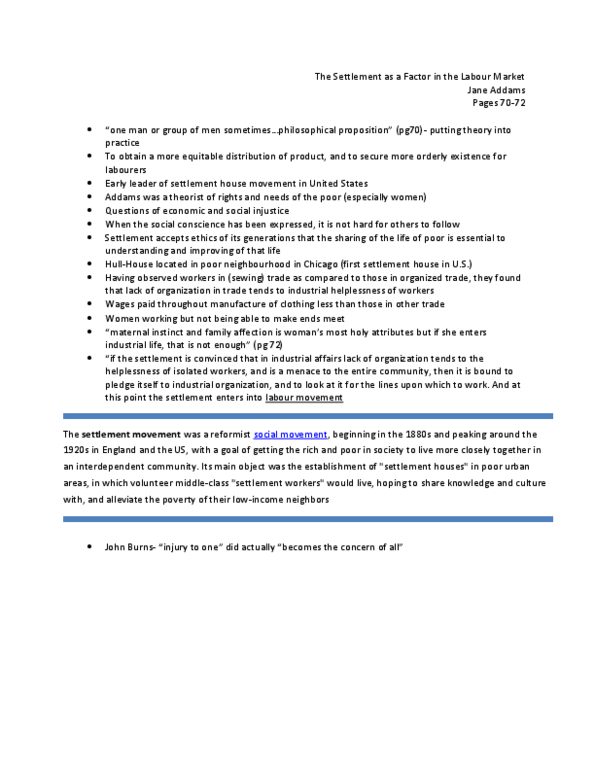 SOC232H5 Chapter Notes -Settlement Movement, Jane Addams thumbnail