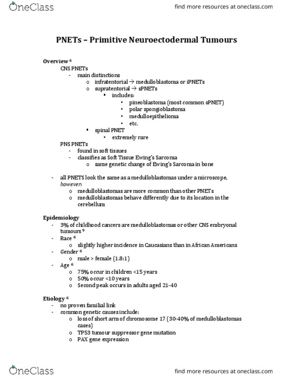 MEDRADSC 2T03 Lecture Notes - Lecture 15: Tumor Suppressor Gene, Medulloblastoma, Infratentorial Region thumbnail
