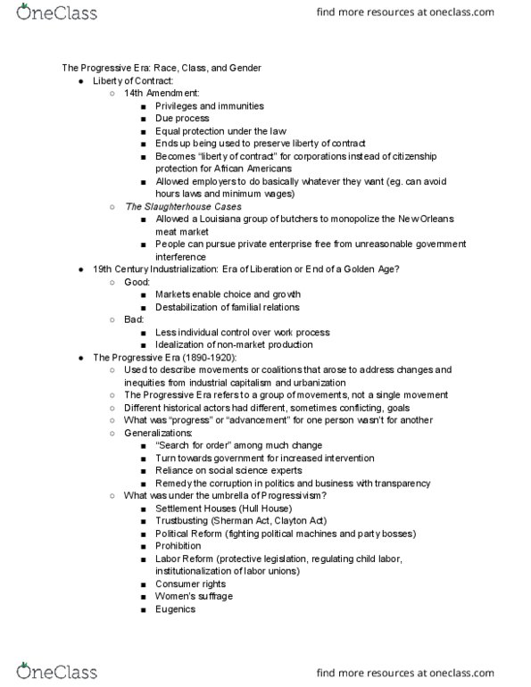 ILRLR 1100 Lecture Notes - Lecture 9: Fourteenth Amendment To The United States Constitution, Slaughter-House Cases, Due Process thumbnail