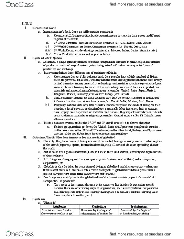 ASIANAM 50 Lecture Notes - Lecture 21: International Political Economy, Labour Power, World-Systems Theory thumbnail