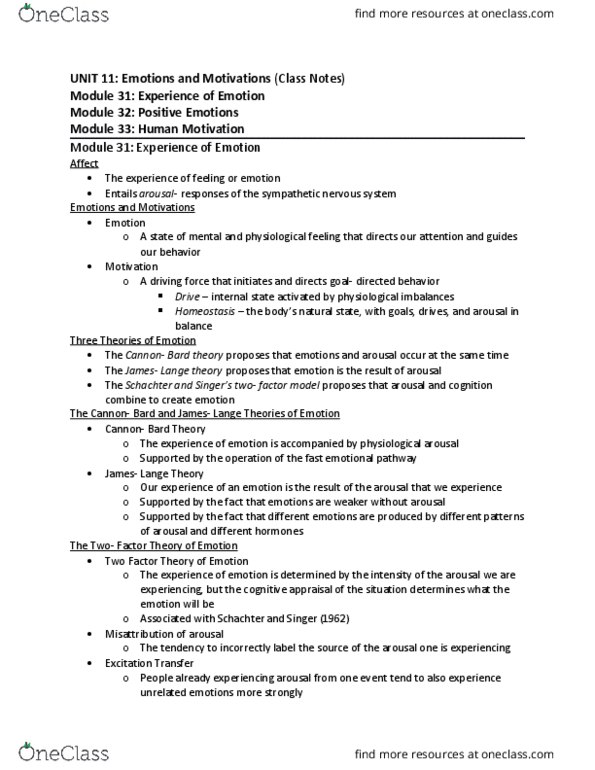 PSYC 101 Lecture Notes - Lecture 11: Sympathetic Nervous System, Fee Tail, Limbic System thumbnail