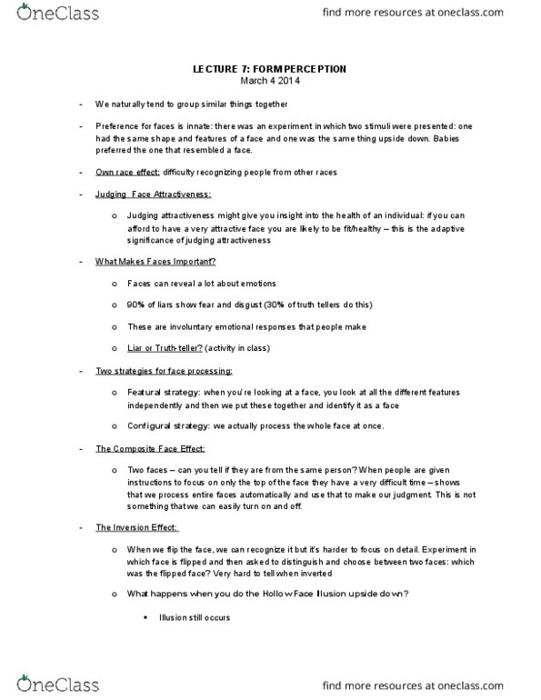 PSYCH 1XX3 Chapter 7: Lecture 7 Form Perception thumbnail