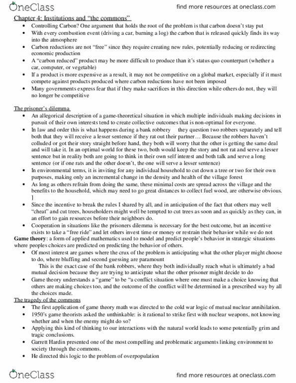 Geography 2153A/B Chapter Notes - Chapter 4: Garrett Hardin, Applied Mathematics, Unthinkable thumbnail