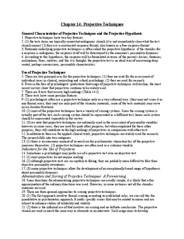 PSY100H1 Chapter Notes - Chapter 14: Thematic Apperception Test, The Sequence, Managed Care thumbnail