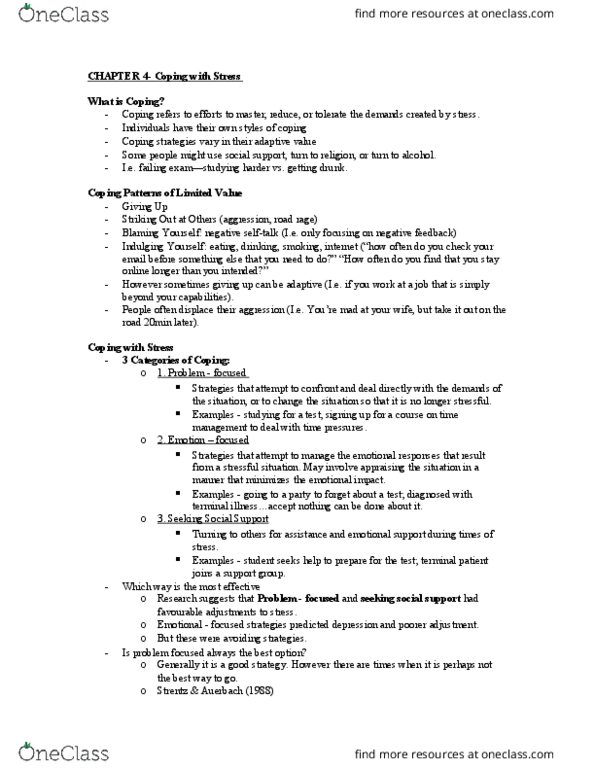 Computer Science 1032A/B Chapter Notes - Chapter 4: Road Rage, Headon, Diaphragmatic Breathing thumbnail