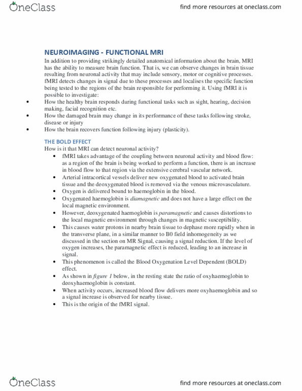 MEDRADSC 2Z03 Lecture Notes - Lecture 8: Hemoglobin, Magnetic Susceptibility, Paramagnetism thumbnail