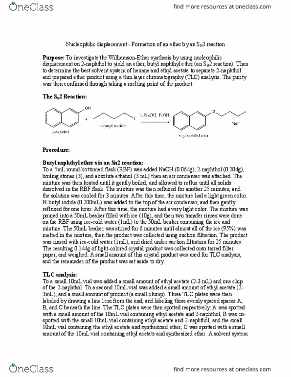 CHEM 269 Lecture 7: Nucleophilic displacement - Formation of an ether by an SN2 reaction thumbnail