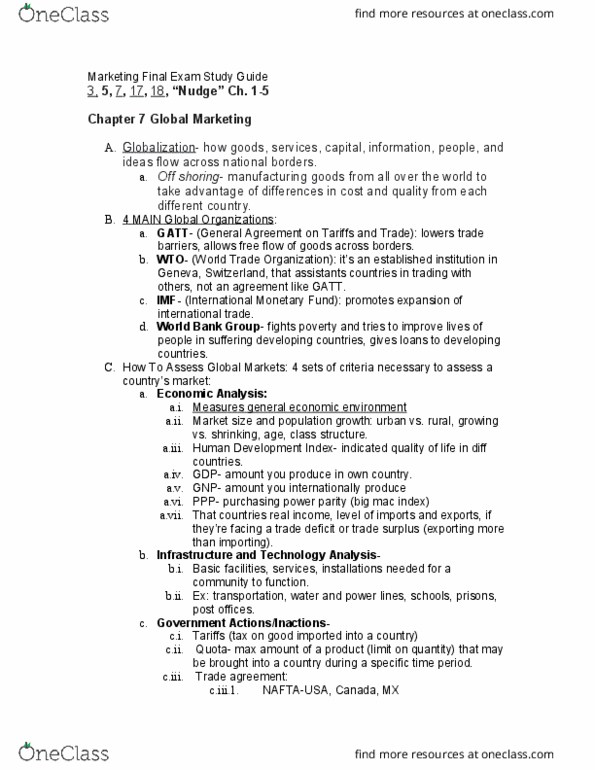 MKT 301 Lecture Notes - Lecture 4: American Marketing Association, Federal Communications Commission, Offshoring thumbnail