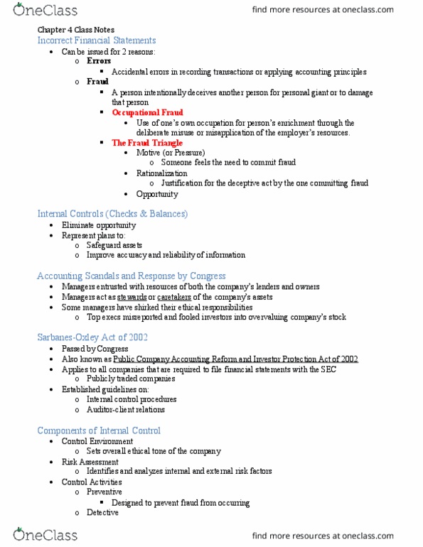 MGMT 20000 Chapter Notes - Chapter 4: Internal Control, List Of The Shield Episodes, Bank Reconciliation thumbnail