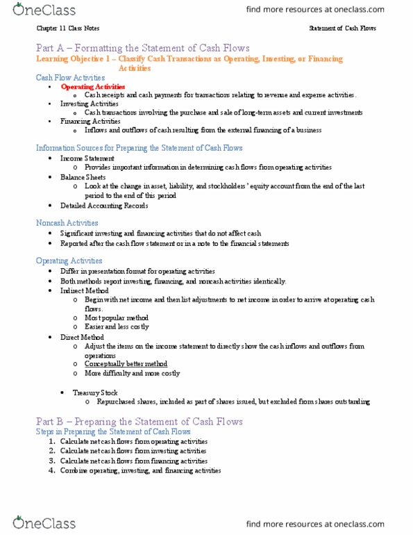 MGMT 20000 Chapter Notes - Chapter 11: Cash Flow Statement, Current Liability, Cash Flow thumbnail