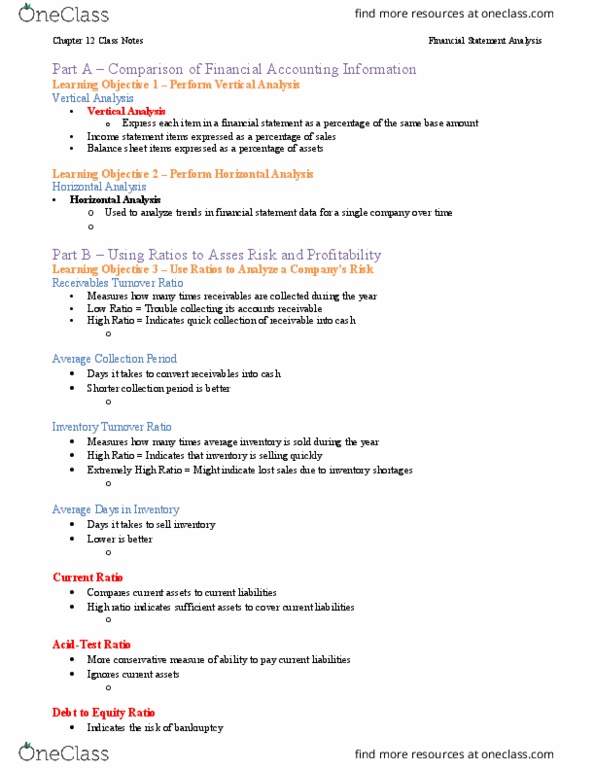 MGMT 20000 Chapter Notes - Chapter 12: Gross Margin, Accounts Receivable, Income Statement thumbnail