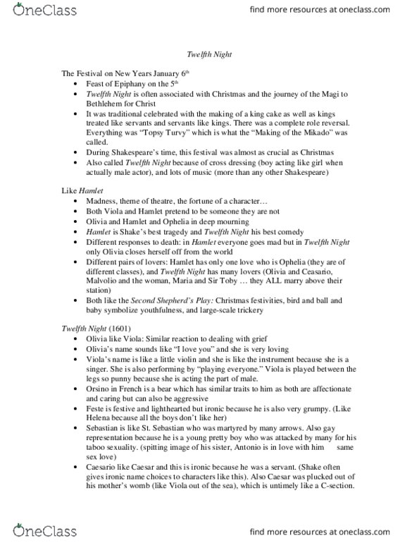 EN 2140 Lecture Notes - Lecture 6: Malvolio, King Cake thumbnail