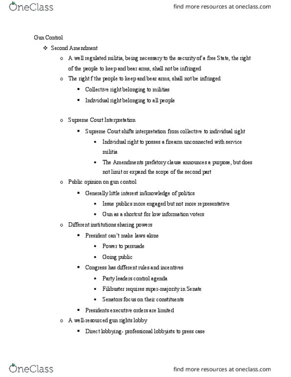 POSC150 Lecture Notes - Lecture 16: Direct Lobbying In The United States, Supermajority thumbnail