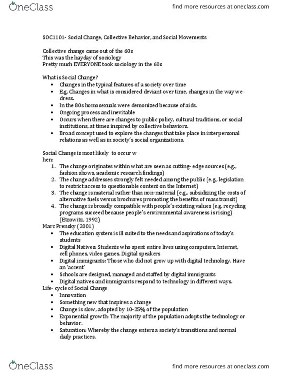 SOC 1101 Lecture Notes - Lecture 21: Limewire, Luddite, Exponential Growth thumbnail