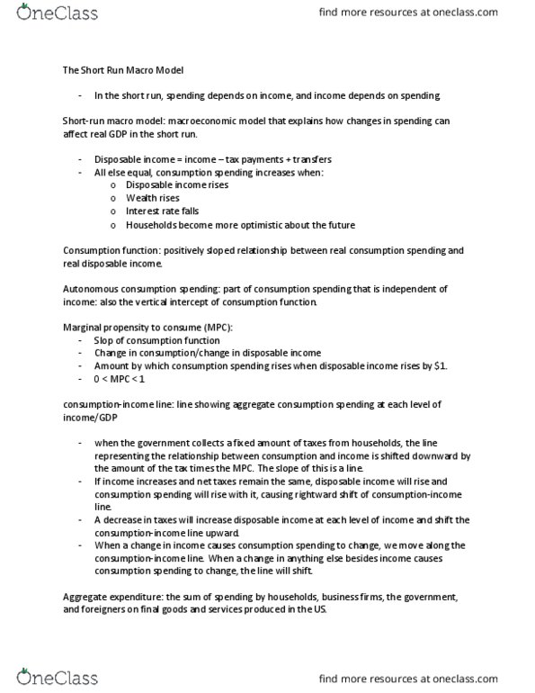 01:220:103 Chapter Notes - Chapter 11: Autonomous Consumption, Disposable And Discretionary Income, Consumption Function thumbnail