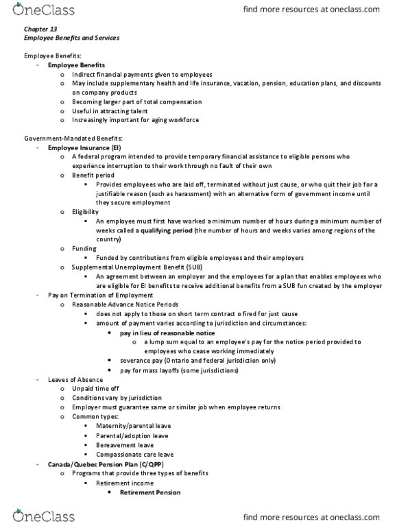 HRM200 Chapter Notes - Chapter 13: Risk Assessment, Personal Services, Elderly Care thumbnail