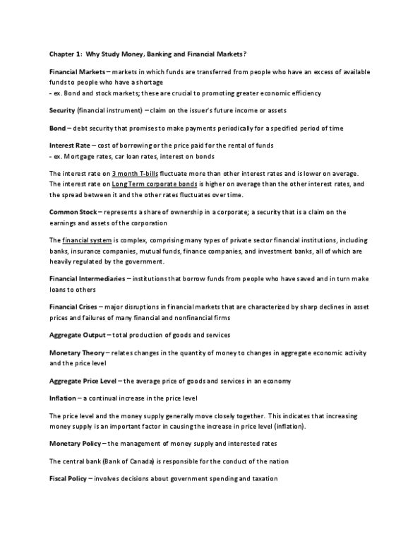 EC223 Chapter Notes - Chapter 1: Canadian Dollar, Money Supply, Financial Instrument thumbnail