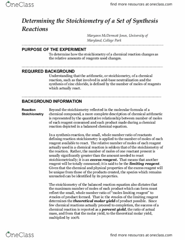 CHEM 177 Lecture Notes - Lecture 3: Coordination Complex, Reagent, Purified Water thumbnail