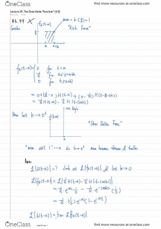 AMATH250 Lecture 25: Lecture 25 The Dirac Delta Function (4.5) thumbnail