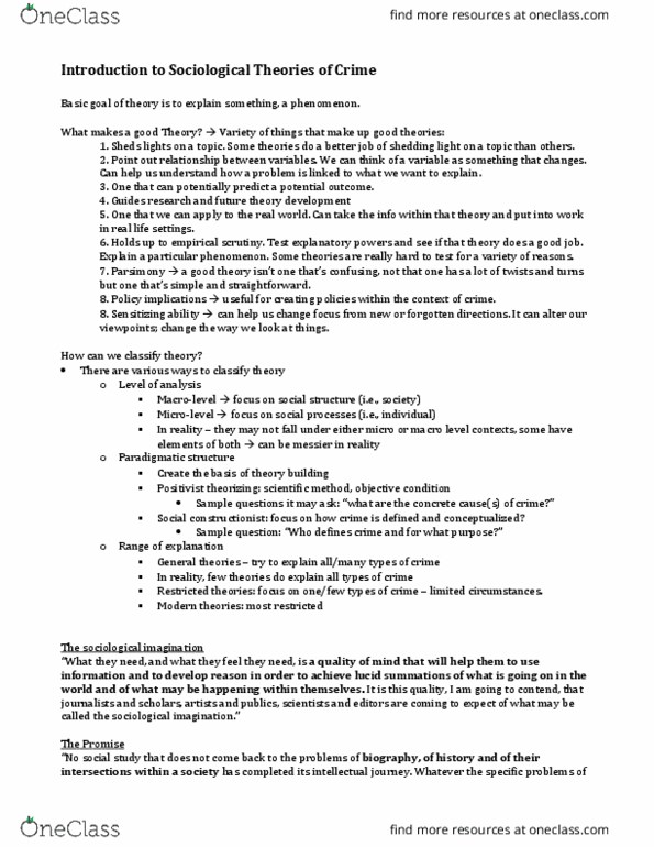 PYSC 3170 Lecture Notes - Lecture 1: Scientific Method, The Sociological Imagination thumbnail