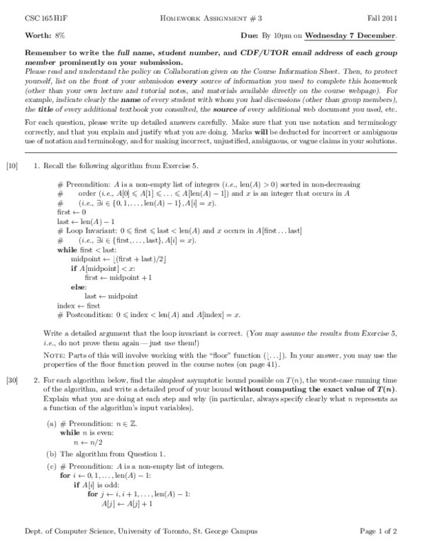 CSC165H1 Lecture Notes - Loop Invariant, Big O Notation, Web Page thumbnail
