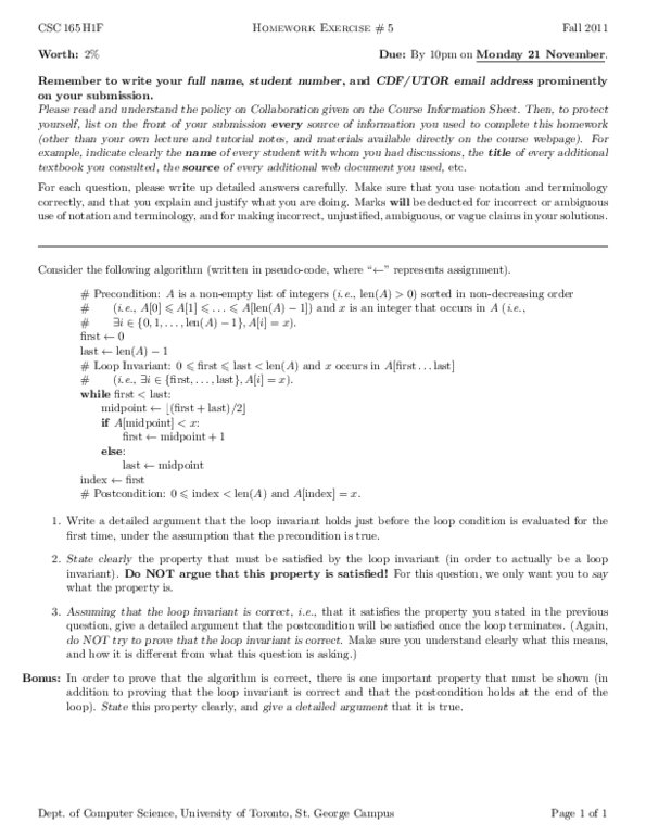 CSC165H1 Lecture Notes - Postcondition, Loop Invariant, Web Page thumbnail
