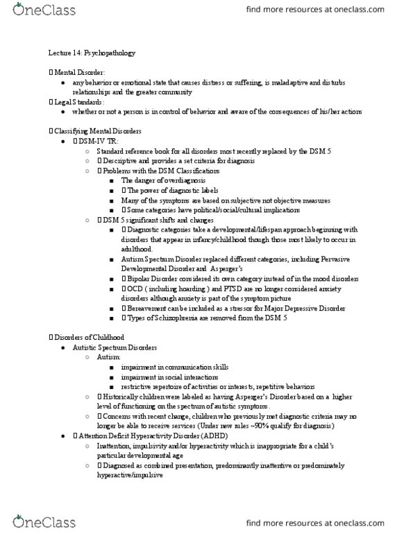 PSYCH 111 Lecture 14: Lecture 14: Psychopathology thumbnail