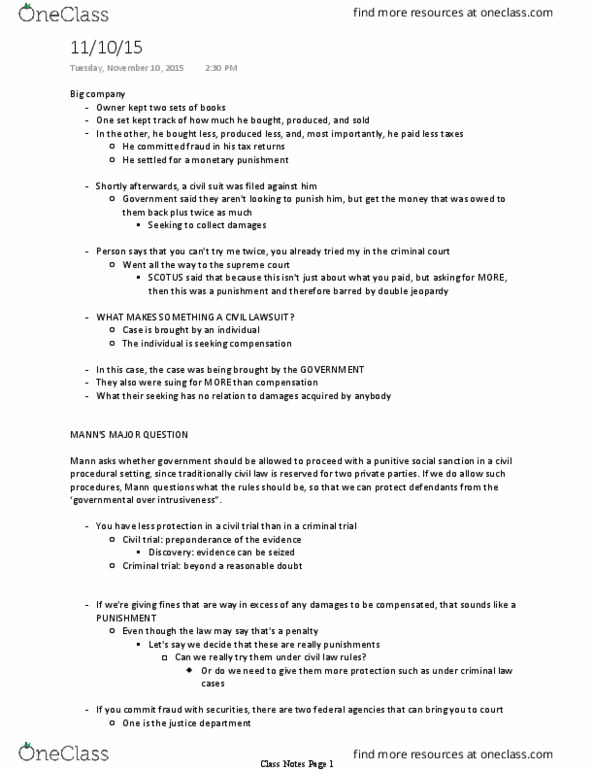 PHIL 316 Lecture Notes - Lecture 17: Deterrence Theory, False Claims Act, Respondeat Superior thumbnail