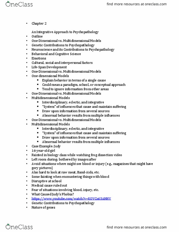 PSY 240 Lecture Notes - Lecture 2: Psychopathology, Epigenetics, Cerebral Cortex thumbnail