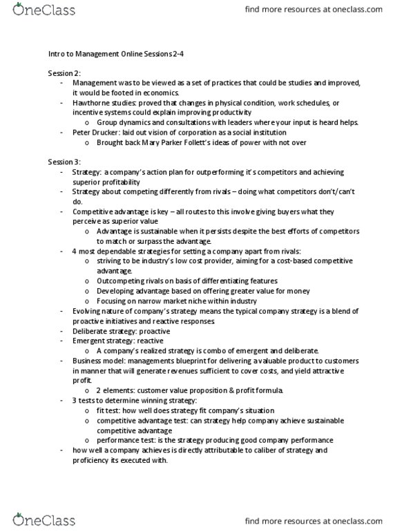 33:620:301 Chapter Notes - Chapter 2-4: Peter Drucker, Hawthorne Effect, Group Dynamics thumbnail