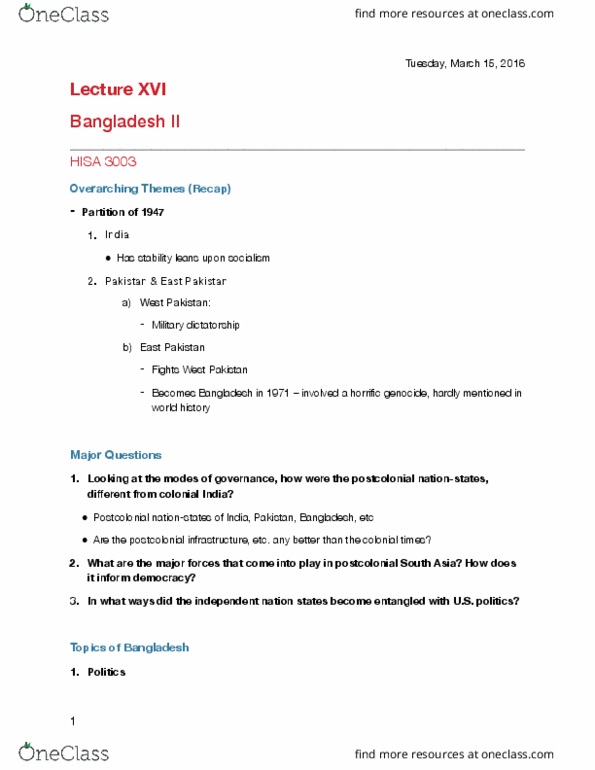 HISA 3003 Lecture 16: Bangladesh II thumbnail