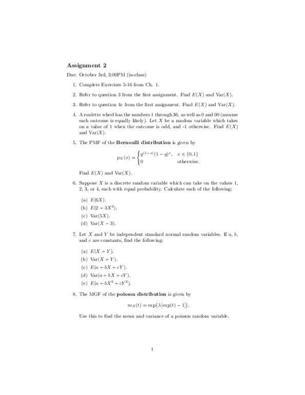 ECN 129 Lecture Notes - Poisson Distribution, Bernoulli Distribution, Random Variable thumbnail