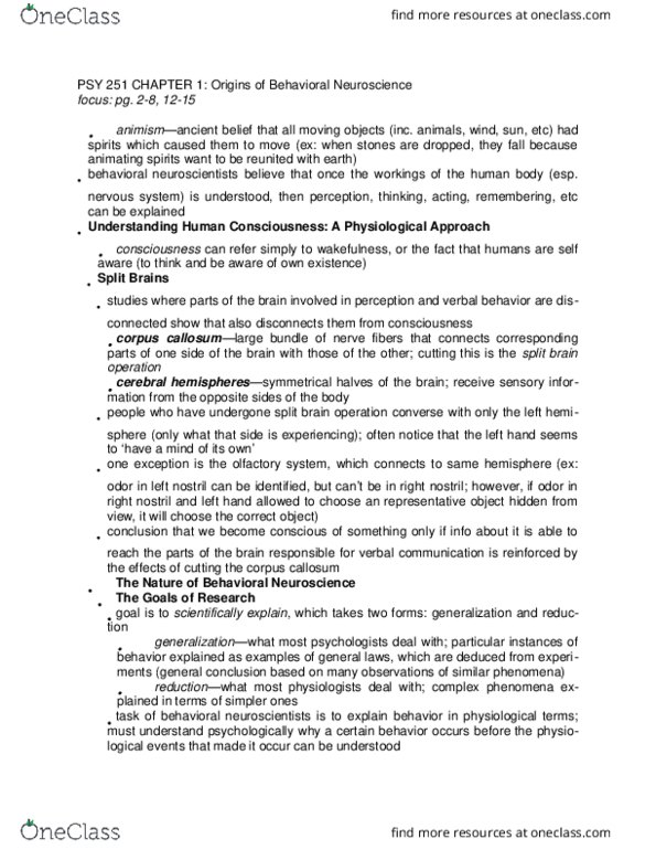 PSY 251 Chapter Notes - Chapter 1: Parallel Computing, Adaptation, Molecular Genetics thumbnail