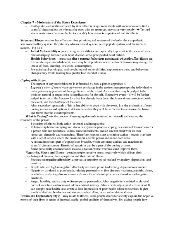 PSYC 3170 Lecture Notes - Guided Imagery, Tension Headache, Adrenocorticotropic Hormone thumbnail