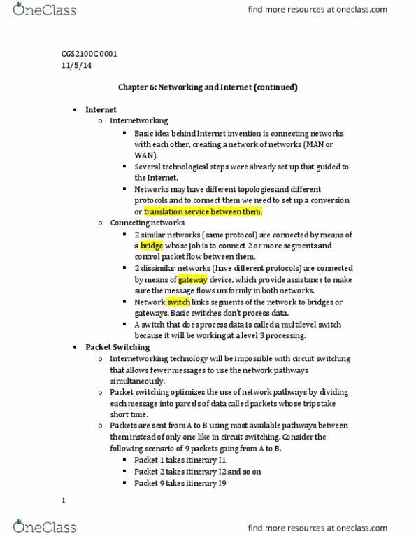 CGS 2100C Lecture Notes - Lecture 10: Electronic Data Interchange, Customer Satisfaction, Extranet thumbnail