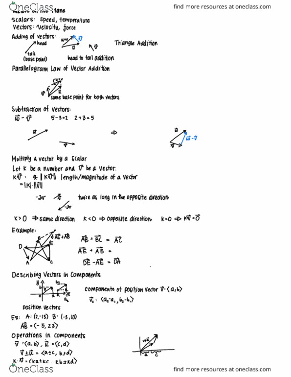 MATH 32A Lecture Notes - Lecture 1: Parallelogram Law thumbnail