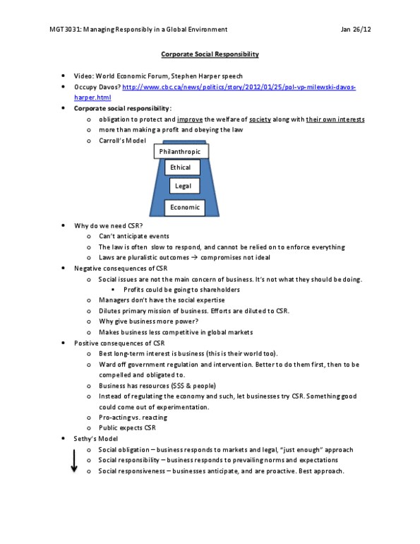 MGT 3031 Lecture Notes - Malden Mills, The Body Shop, Corporate Social Responsibility thumbnail