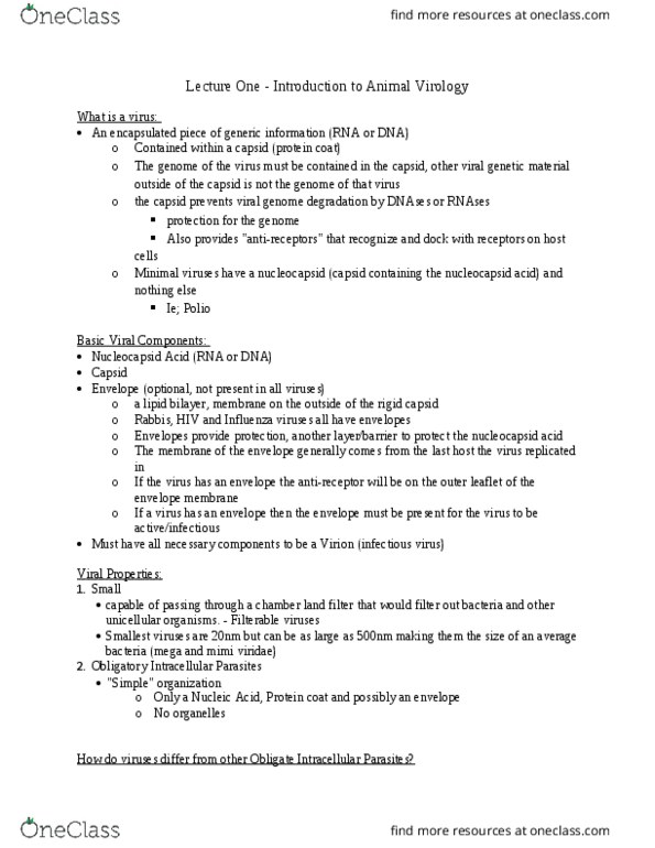 BIO 330 Lecture Notes - Lecture 1: Cell Nucleus, Endoplasmic Reticulum, Chromosome thumbnail