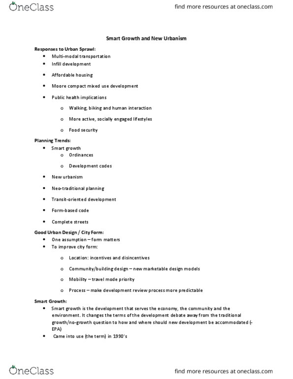 END 301 Lecture Notes - Lecture 13: Transect, American Planning Association, Zoning thumbnail