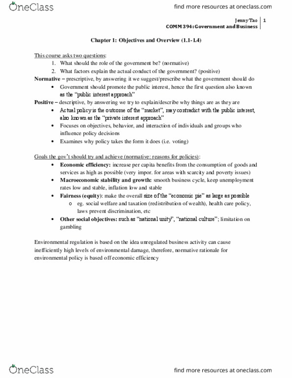 COMM 394 Chapter Notes - Chapter 1: Marginal Utility, Pareto Efficiency, Marginalism thumbnail