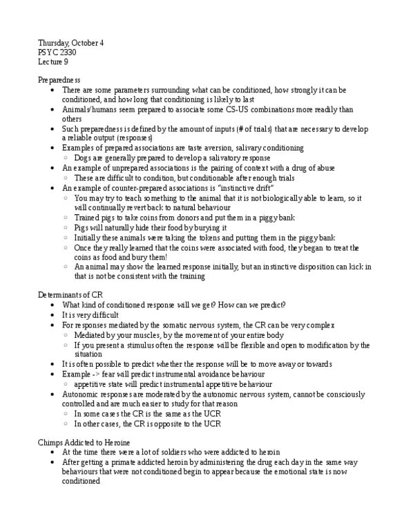 PSYC 2330 Lecture Notes - Lecture 9: Psychopathology, Limbic System, Methadone thumbnail