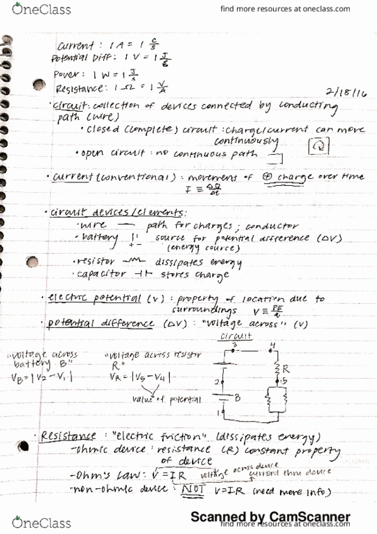 PHYSICS 3B Lecture Notes - Lecture 12: Ringfort, R V R, Resistance 2 thumbnail