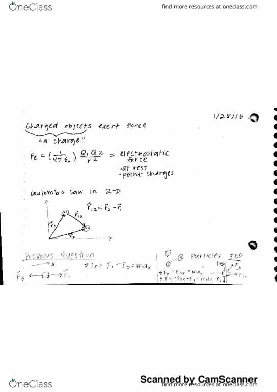 PHYSICS 3B Lecture Notes - Lecture 7: Brian Close, Charge Density, Test Particle thumbnail