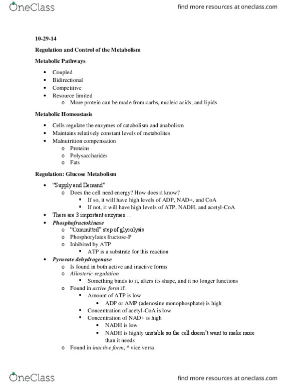 BSCI 105 Lecture Notes - Lecture 11: Basal Metabolic Rate, Hypothalamus, Osmotic Concentration thumbnail