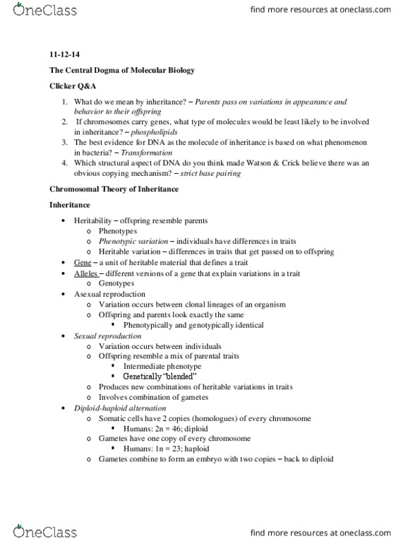 BSCI 105 Lecture Notes - Lecture 13: X-Ray Crystallography, Pyrimidine, Purine thumbnail