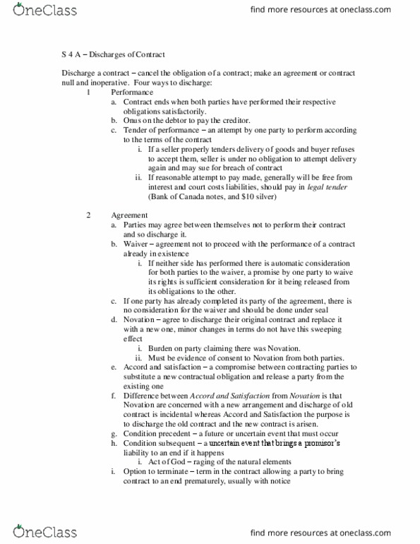 COMM 393 Lecture Notes - Lecture 9: Condition Precedent, Condition Subsequent thumbnail