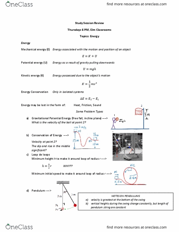 PHYSICS 151 Chapter Notes - Chapter Energy: Inclined Plane, Mechanical Energy, Potential Energy thumbnail