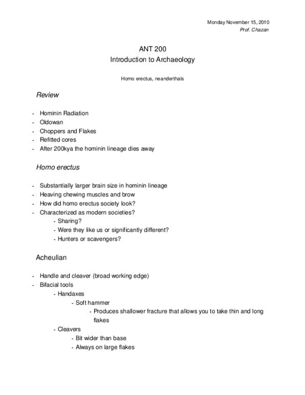 ANT200Y1 Lecture Notes - Oxygen-18, Prepared-Core Technique, Lewis Binford thumbnail