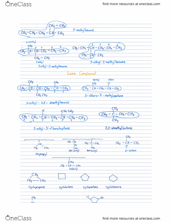 CHEM 2535 Lecture Notes - Lecture 6: Cyclopentane, Pentane, Hexane thumbnail